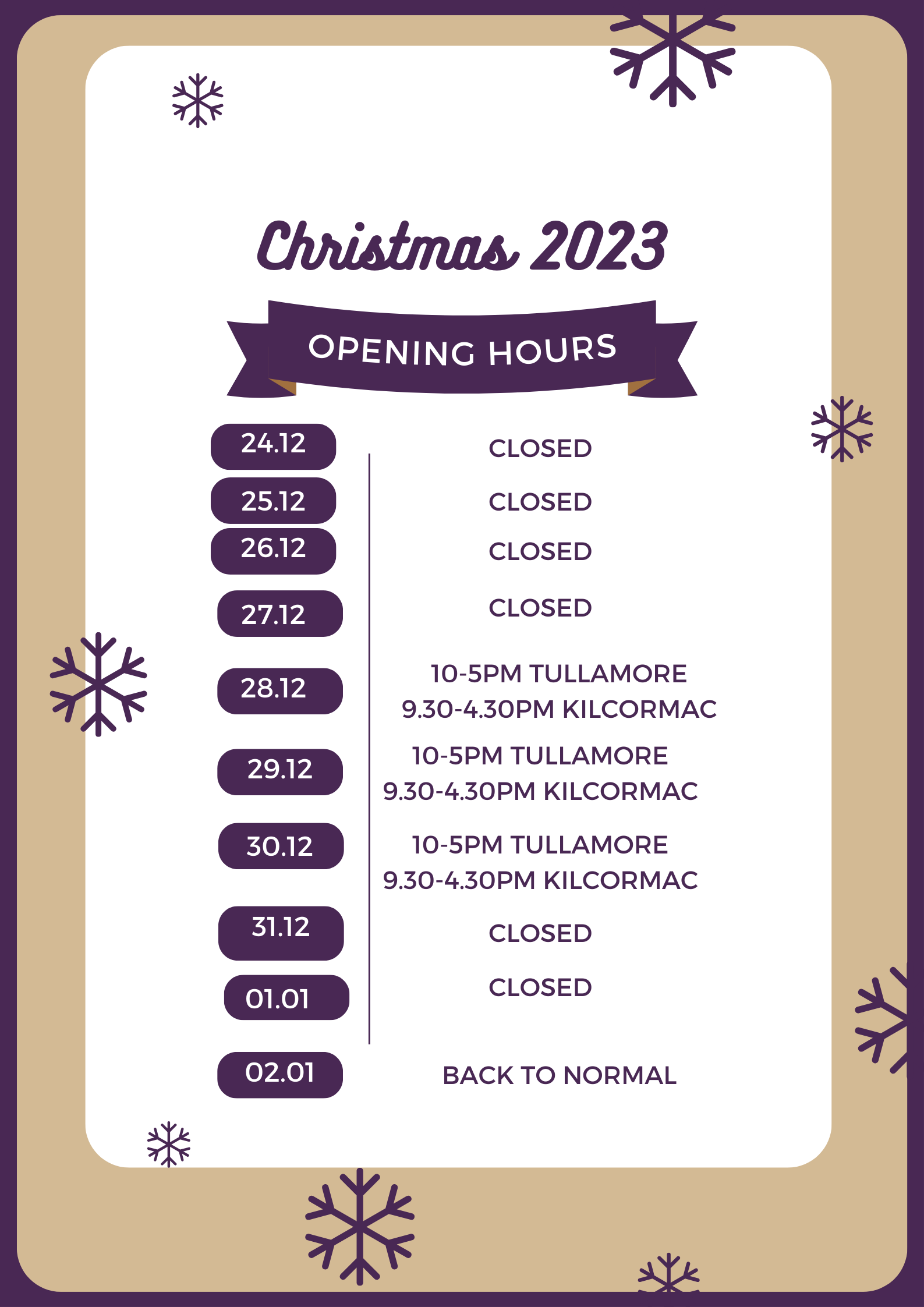 2023ChristmasopeningHours Tullamore Credit Union